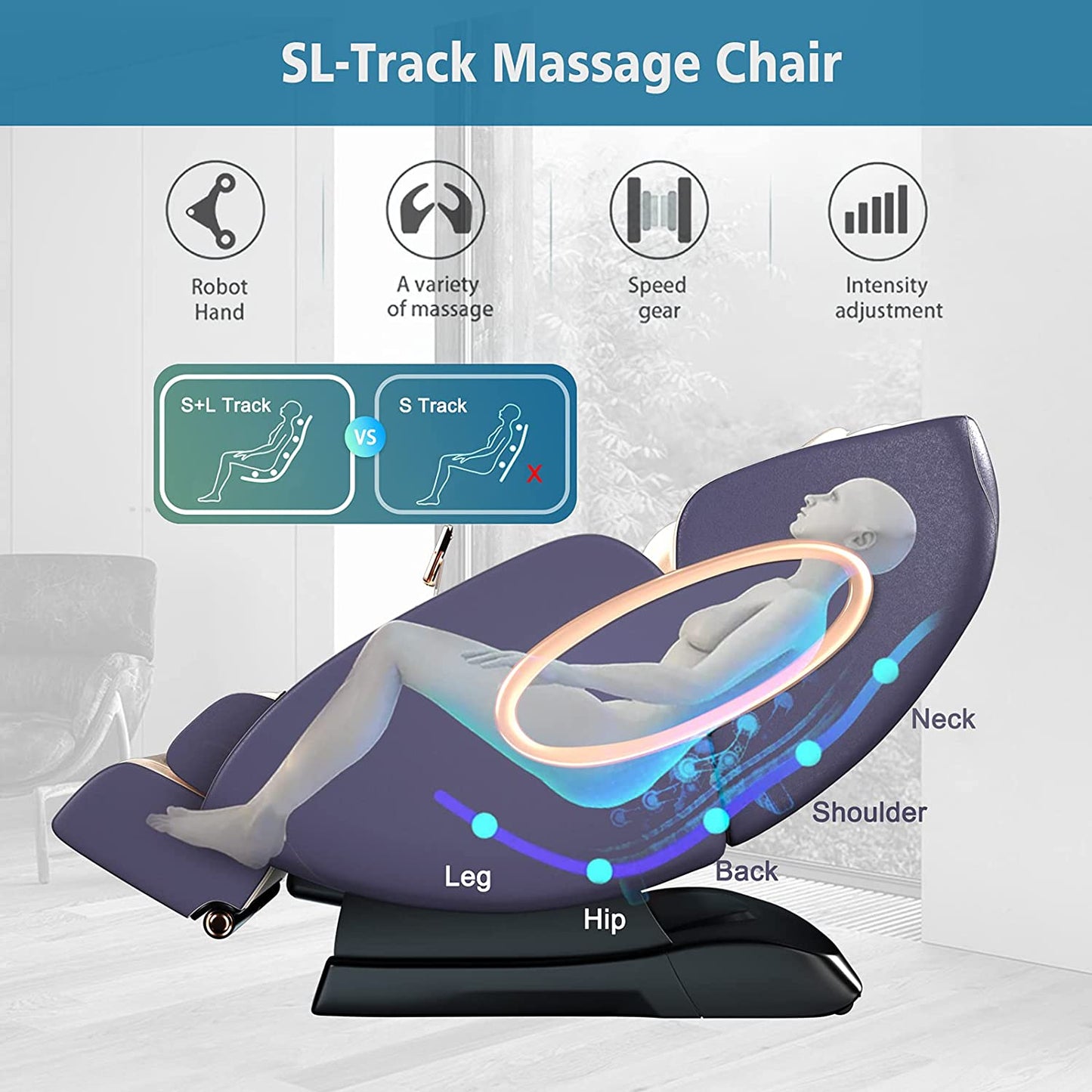 LeatherMassage Chair,APP Controlled Massage Chairs,SL-Track Full Body Shiatsu Massage Chair Recliner with Yoga Stretching,Anion,Zero Gravity Massager,Bluetooth Speaker,Heating,Foot Roller 4d Massage Chair