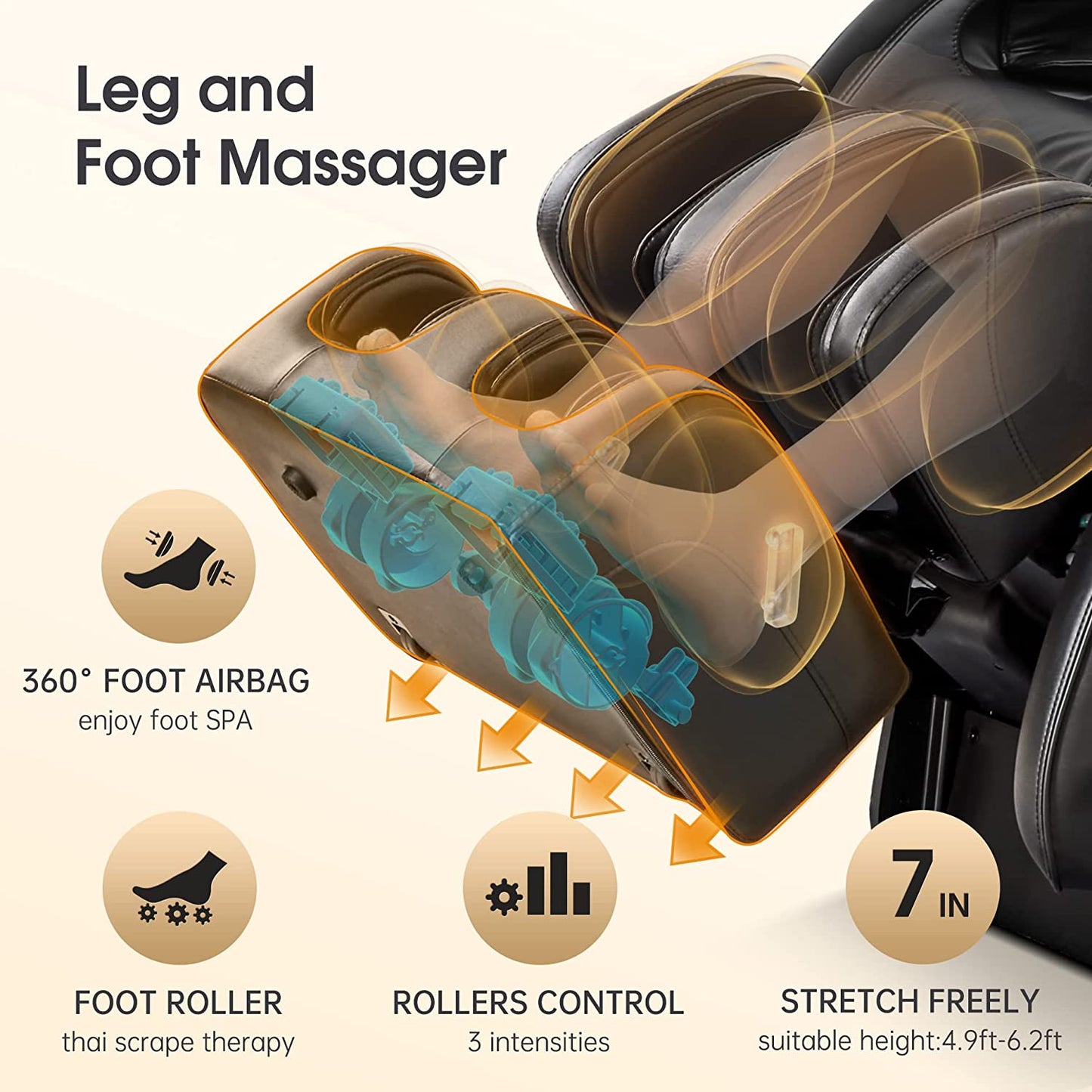 Easpearl 2022 SL Track Massage Chair, Zero Gravity Massage Chairs Full Body with Waist Heat, Thai Stretch, Body Scan, Shortcut Key, Bluetooth, Shiatsu Massage Recliner (Black)