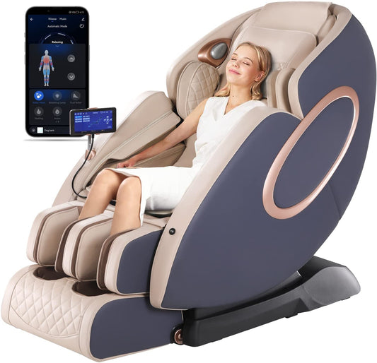 LeatherMassage Chair,APP Controlled Massage Chairs,SL-Track Full Body Shiatsu Massage Chair Recliner with Yoga Stretching,Anion,Zero Gravity Massager,Bluetooth Speaker,Heating,Foot Roller 4d Massage Chair