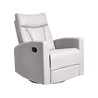 JC Home Chair Theater Glider, 360 Degree Swivel, Push-Back Reclining, Single Sofa, Grey