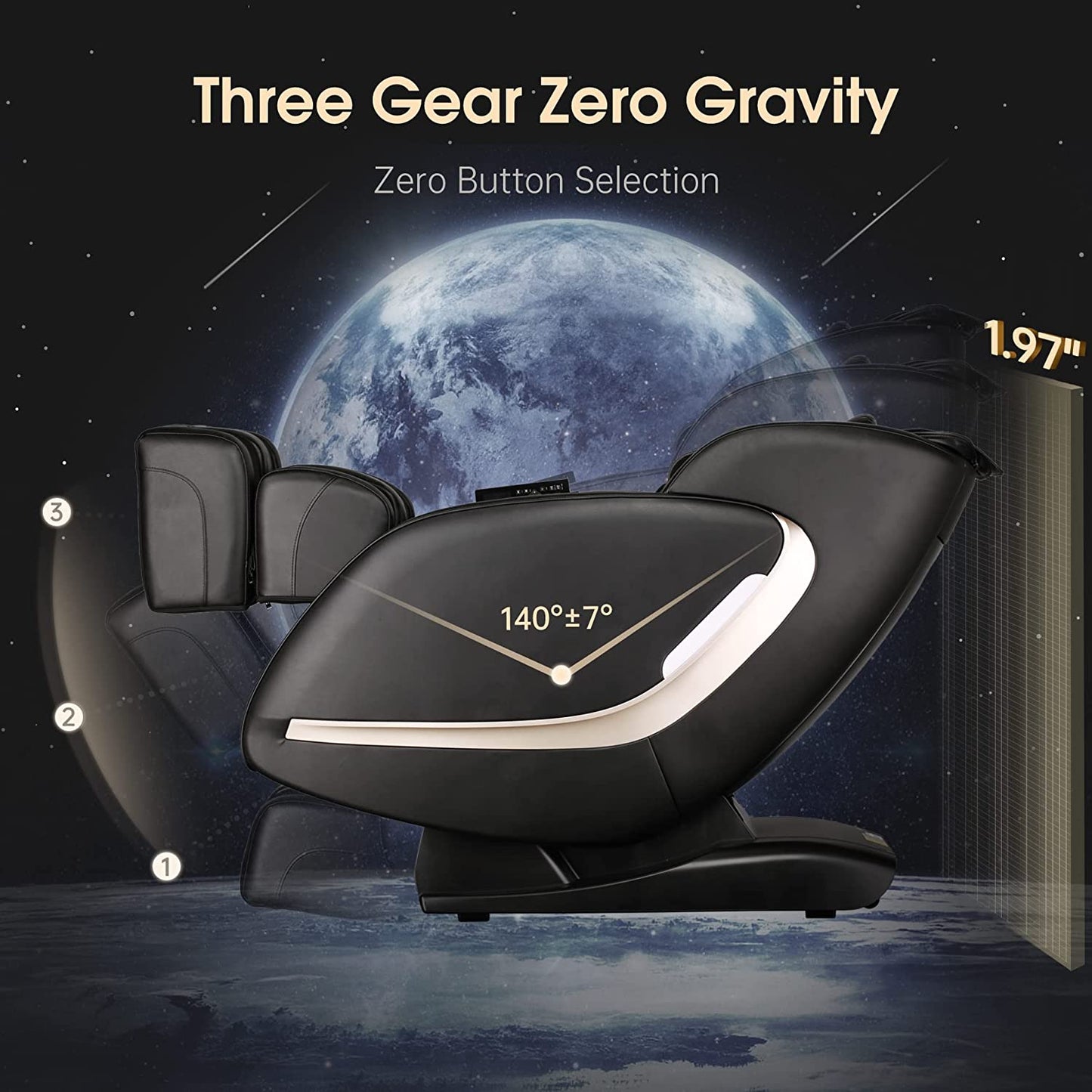 Easpearl 2022 SL Track Massage Chair, Zero Gravity Massage Chairs Full Body with Waist Heat, Thai Stretch, Body Scan, Shortcut Key, Bluetooth, Shiatsu Massage Recliner (Black)